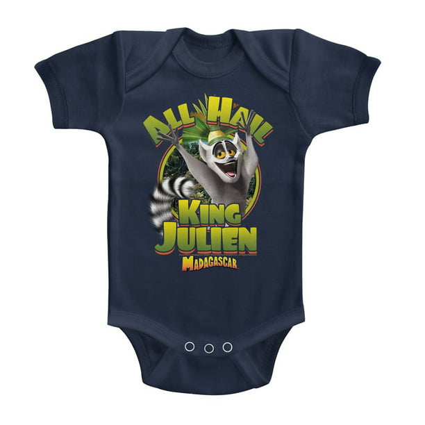 Madagascar Toddler Boys Kids Short Sleeve T-Shirt Navy King Julien Graphic Tee